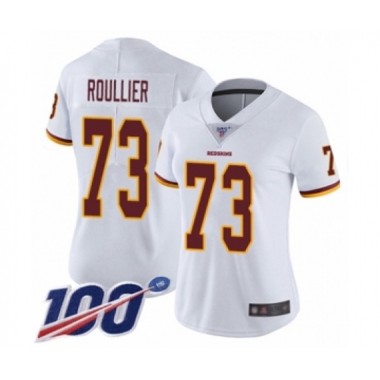 Women's Washington Redskins 73 Chase Roullier White Vapor Untouchable Limited Player 100th Season Football Jersey