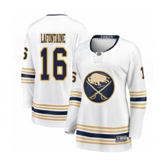 Women's Buffalo Sabres 16 Pat Lafontaine Fanatics Branded White 50th Season Breakaway Hockey Jersey