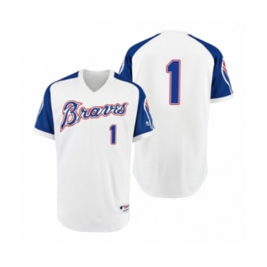 Youth Braves 1 Ozzie Albies White 1974 Turn Back the Clock Authentic Jersey