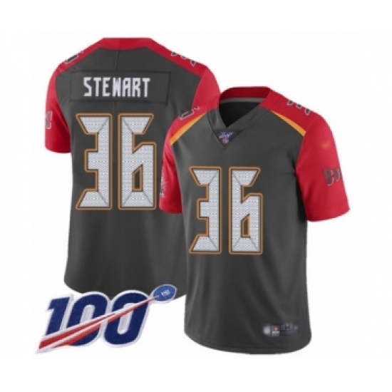 Men's Tampa Bay Buccaneers 36 M.J. Stewart Limited Gray Inverted Legend 100th Season Football Jersey