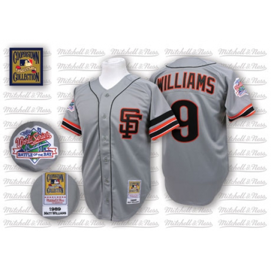 Men's Mitchell and Ness San Francisco Giants 9 Matt Williams Replica Grey Throwback MLB Jersey