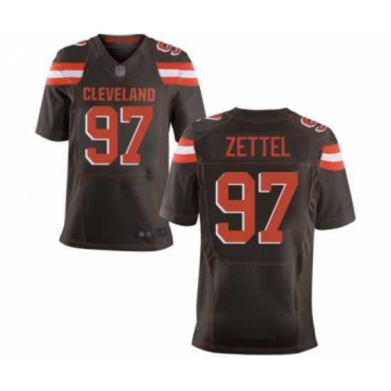 Men's Cleveland Browns 97 Anthony Zettel Elite Brown Team Color Football Jersey