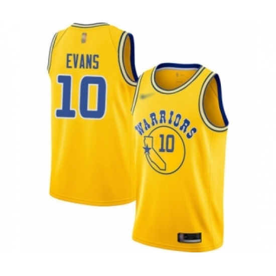 Youth Golden State Warriors 10 Jacob Evans Swingman Gold Hardwood Classics Basketball Jersey