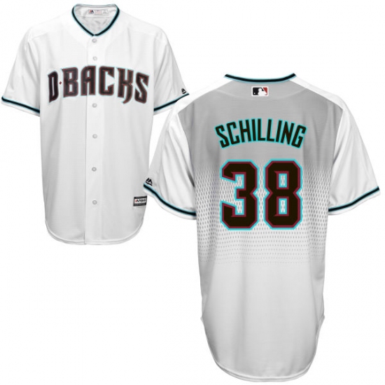 Men's Majestic Arizona Diamondbacks 38 Curt Schilling Authentic White/Capri Cool Base MLB Jersey