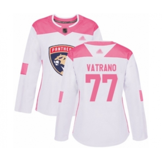 Women's Florida Panthers 77 Frank Vatrano Authentic White Pink Fashion Hockey Jersey