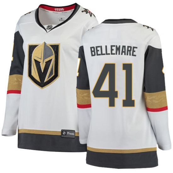 Women's Vegas Golden Knights 41 Pierre-Edouard Bellemare Authentic White Away Fanatics Branded Breakaway NHL Jersey