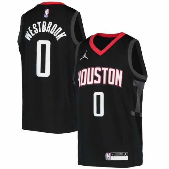 Youth Houston Rockets 0 Russell Westbrook Nike Black 2020-21 Swingman Player Jersey