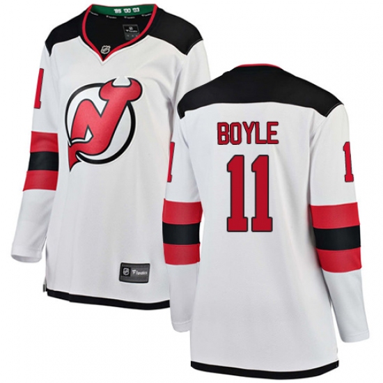 Women's New Jersey Devils 11 Brian Boyle Fanatics Branded White Away Breakaway NHL Jersey