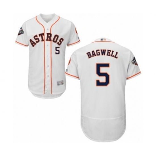 Men's Houston Astros 5 Jeff Bagwell White Home Flex Base Authentic Collection 2019 World Series Bound Baseball Jersey