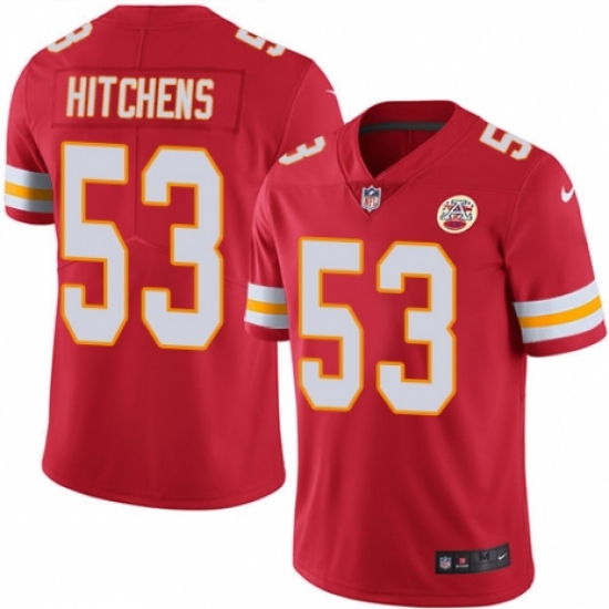 Youth Nike Kansas City Chiefs 53 Anthony Hitchens Red Team Color Vapor Untouchable Limited Player NFL Jersey