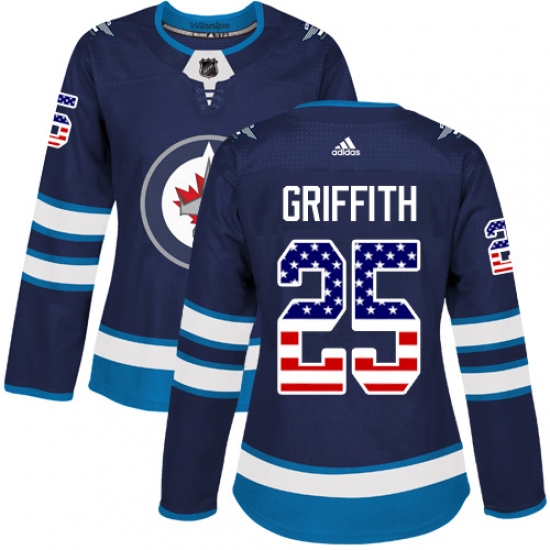 Women's Adidas Winnipeg Jets 25 Seth Griffith Authentic Navy Blue USA Flag Fashion NHL Jersey