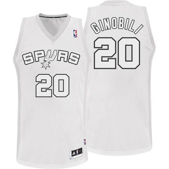 Men's Adidas San Antonio Spurs 20 Manu Ginobili Authentic White Winter On-Court NBA Jersey