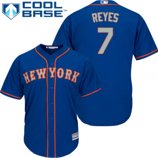 Youth Majestic New York Mets 7 Jose Reyes Replica Royal Blue Alternate Road Cool Base MLB Jersey