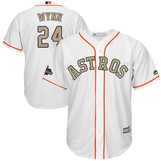 Men's Majestic Houston Astros 24 Jimmy Wynn Replica White 2018 Gold Program Cool Base MLB Jersey