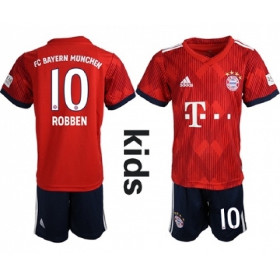 Bayern Munchen 10 Robben Home Kid Soccer Club Jersey