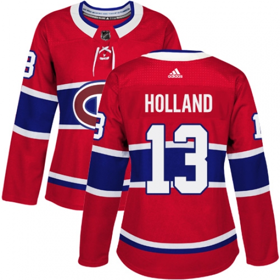 Women's Adidas Montreal Canadiens 13 Peter Holland Authentic Red Home NHL Jersey