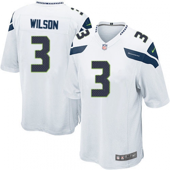 Men's Nike Seattle Seahawks 3 Russell Wilson Game White NFL Jersey