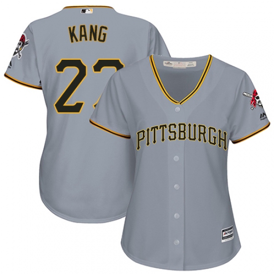 Women's Majestic Pittsburgh Pirates 27 Jung-ho Kang Replica Grey Road Cool Base MLB Jersey