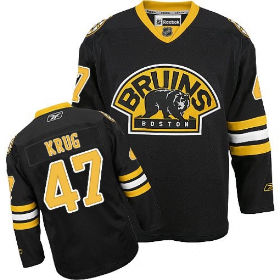 Men's Reebok Boston Bruins 47 Torey Krug Premier Black Third NHL Jersey