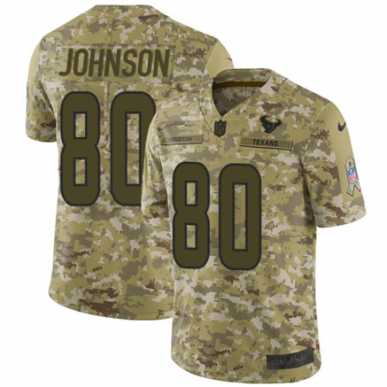 Men's Nike Houston Texans 80 Andre Johnson Limited Camo 2018 Salute to Service NFL Jersey