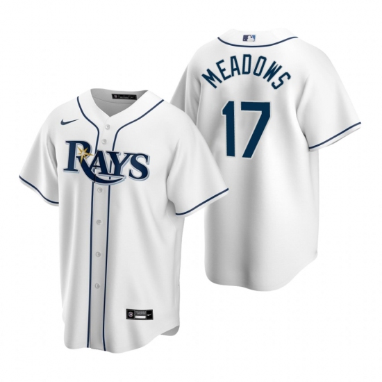 Men's Nike Tampa Bay Rays 17 Austin Meadows White Home Stitched Baseball Jersey