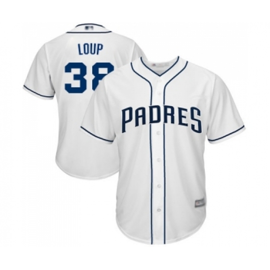 Men's San Diego Padres 38 Aaron Loup Replica White Home Cool Base Baseball Jersey