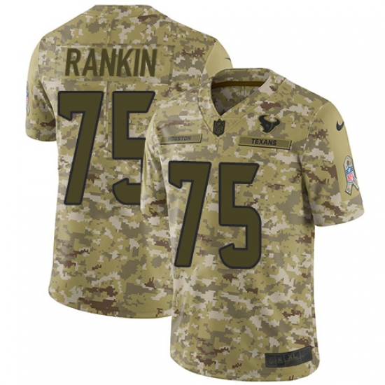 Men's Nike Houston Texans 75 Martinas Rankin Limited Camo 2018 Salute to Service NFL Jersey