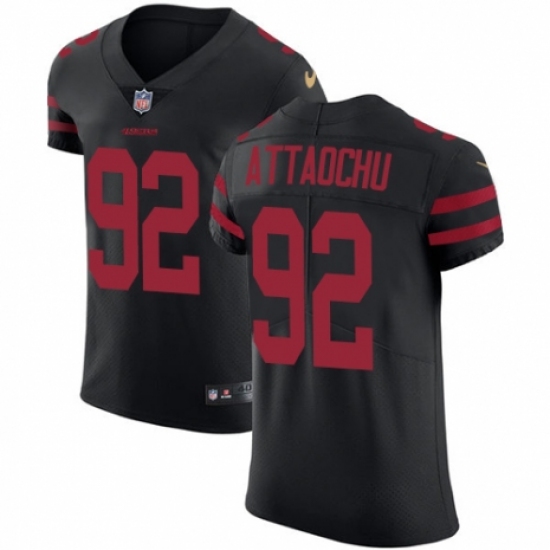 Men's Nike San Francisco 49ers 92 Jeremiah Attaochu Black Alternate Vapor Untouchable Elite Player NFL Jersey