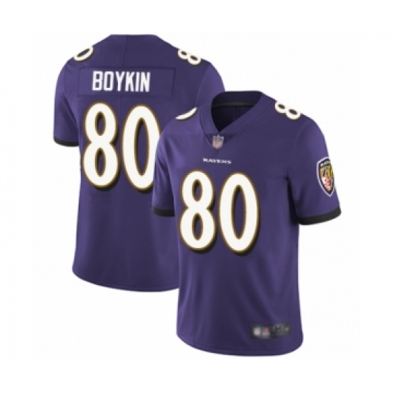 Youth Baltimore Ravens 80 Miles Boykin Purple Team Color Vapor Untouchable Limited Player Football Jersey