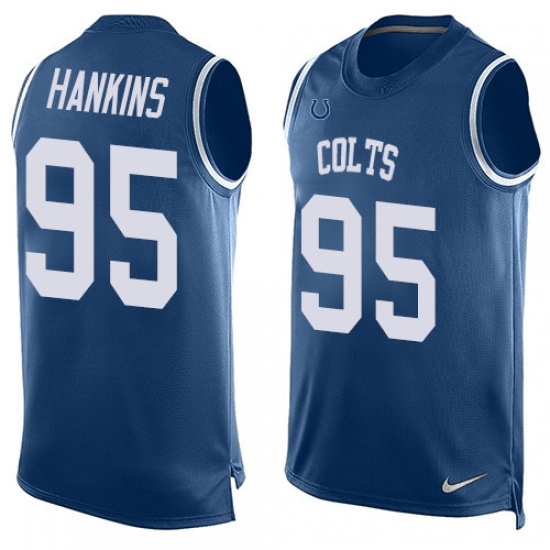 Men's Nike Indianapolis Colts 95 Johnathan Hankins Limited Royal Blue Player Name & Number Tank Top NFL Jersey