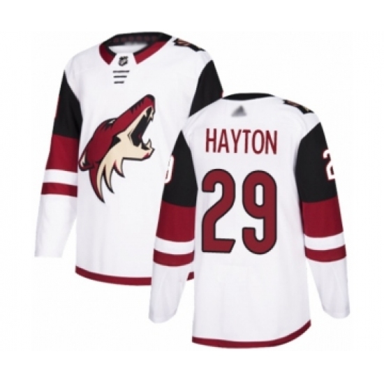 Men's Arizona Coyotes 29 Barrett Hayton Authentic White Away Hockey Jersey