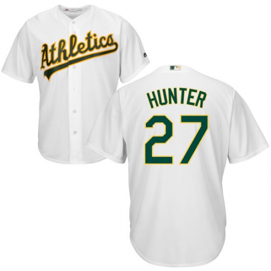 Men's Majestic Oakland Athletics 27 Catfish Hunter Replica White Home Cool Base MLB Jersey