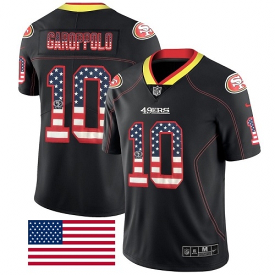 Men's Nike San Francisco 49ers 10 Jimmy Garoppolo Limited Black Rush USA Flag NFL Jersey