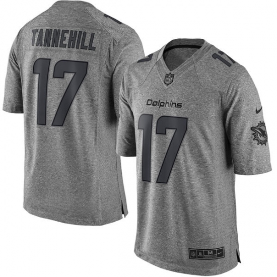 Men's Nike Miami Dolphins 17 Ryan Tannehill Limited Gray Gridiron NFL Jersey