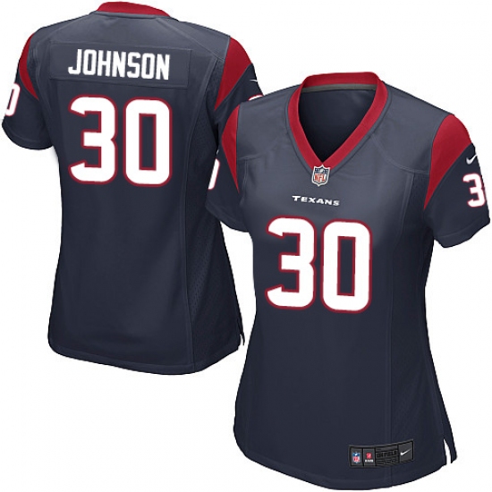 Women's Nike Houston Texans 30 Kevin Johnson Game Navy Blue Team Color NFL Jersey