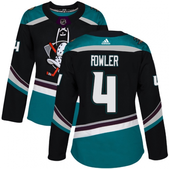 Women's Adidas Anaheim Ducks 4 Cam Fowler Authentic Black Teal Third NHL Jersey