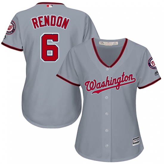 Women's Majestic Washington Nationals 6 Anthony Rendon Authentic Grey Road Cool Base MLB Jersey