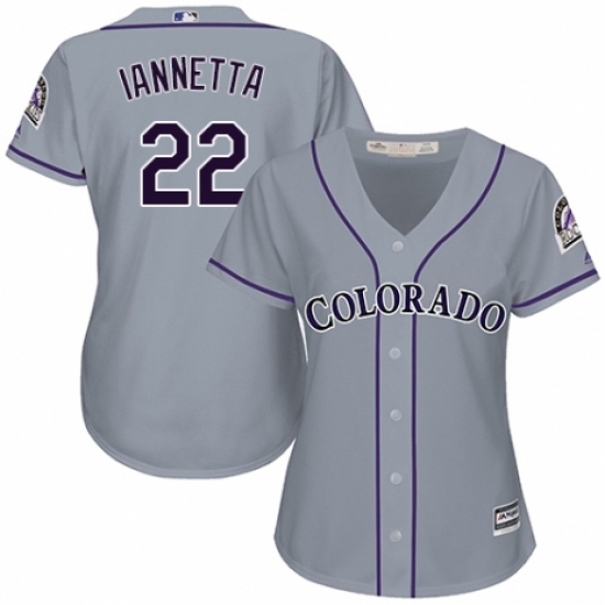 Women's Majestic Colorado Rockies 22 Chris Iannetta Authentic Grey Road Cool Base MLB Jersey