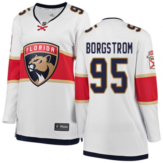 Women's Florida Panthers 95 Henrik Borgstrom Authentic White Away Fanatics Branded Breakaway NHL Jersey