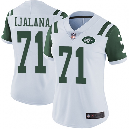 Women's Nike New York Jets 71 Ben Ijalana White Vapor Untouchable Limited Player NFL Jersey