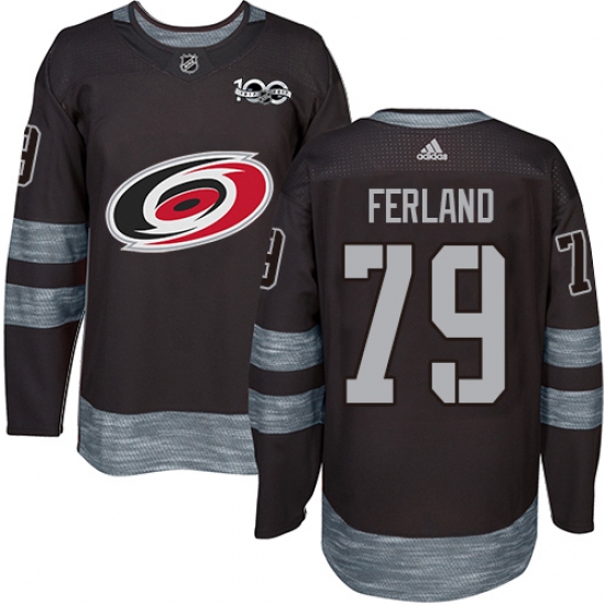 Men's Adidas Carolina Hurricanes 79 Michael Ferland Black 1917-2017 100th Anniversary Stitched NHL Jersey