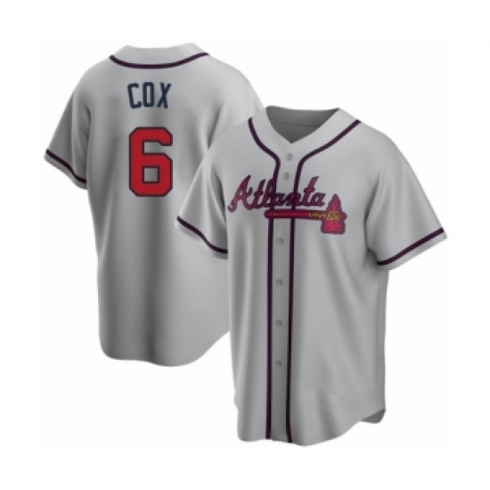 Men's Bobby Cox 6 Atlanta Braves Gray Replica Road Jersey