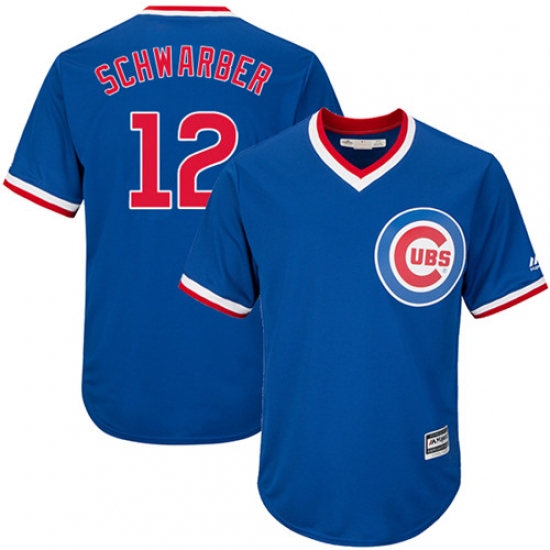 Youth Majestic Chicago Cubs 12 Kyle Schwarber Authentic Royal Blue Cooperstown Cool Base MLB Jersey