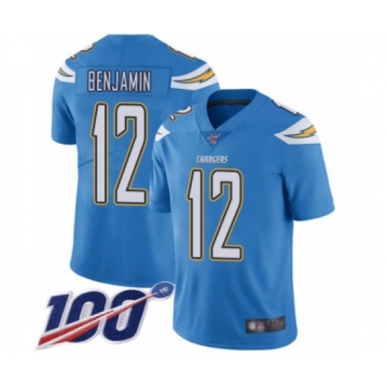 Men's Los Angeles Chargers 12 Travis Benjamin Electric Blue Alternate Vapor Untouchable Limited Player 100th Season Football Jersey
