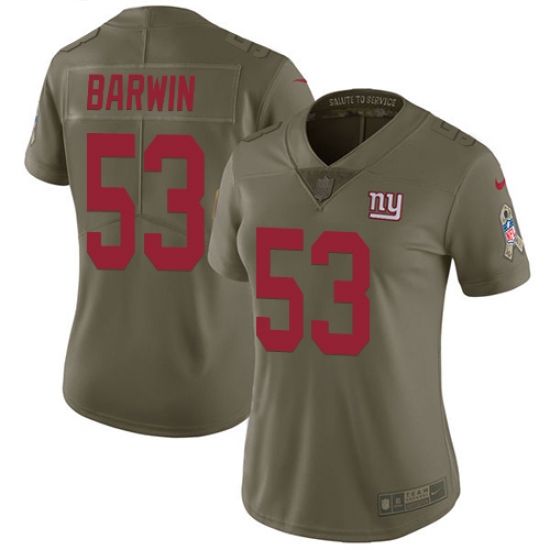 Women's Nike New York Giants 53 Connor Barwin Limited Olive 2017 Salute to Service NFL Jersey