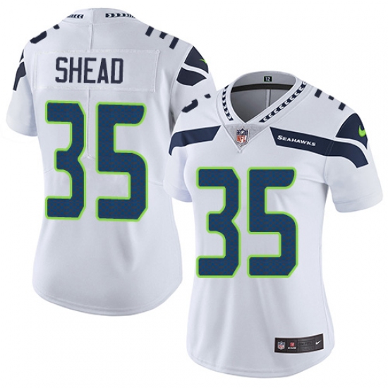 Women's Nike Seattle Seahawks 35 DeShawn Shead White Vapor Untouchable Limited Player NFL Jersey