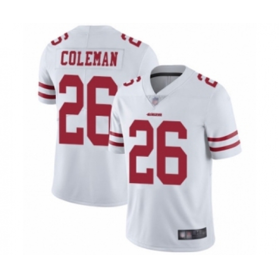 Men's San Francisco 49ers 26 Tevin Coleman White Vapor Untouchable Limited Player Football Jersey