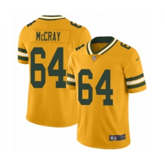 Men's Green Bay Packers 64 Justin McCray Limited Gold Inverted Legend Football Jersey