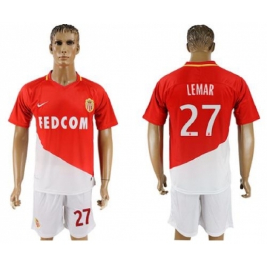 Monaco 27 Lemar Home Soccer Club Jersey