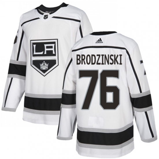 Youth Adidas Los Angeles Kings 76 Jonny Brodzinski Authentic White Away NHL Jersey